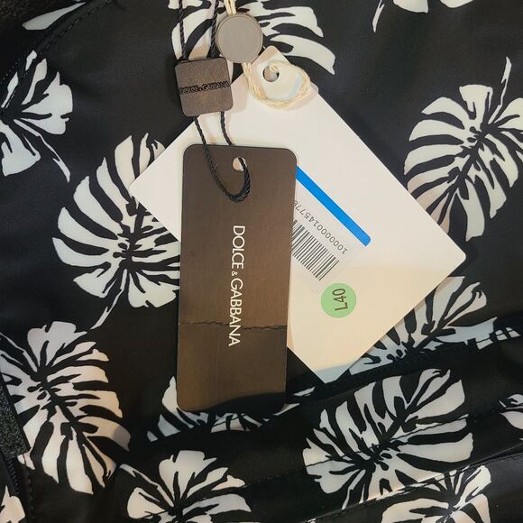 Dolce & Gabbana NEW Bambino Tropical Palm Leaf Print Nylon & Leather Backpack - Picture 12 of 12